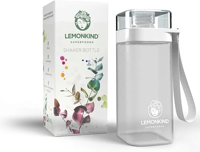 LEMONKIND BPA Free Tritan Eco-friendly Shaker Bottle, Clear/White - 400ml