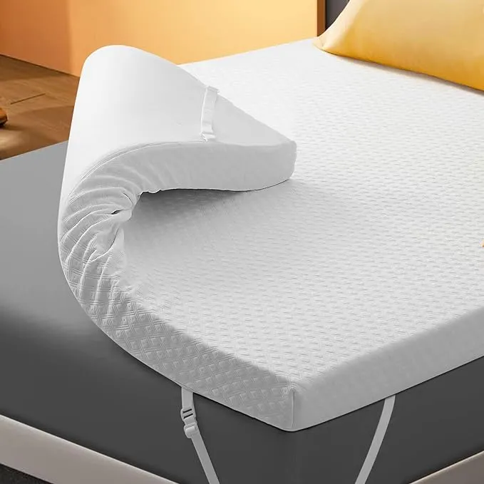 4 Inch Gel Memory Foam Mattress Topper Queen Size, Cooling Mattress Pad for Back Pain, with Removable Bamboo Cover，Bed Topper Soft & Breathable White