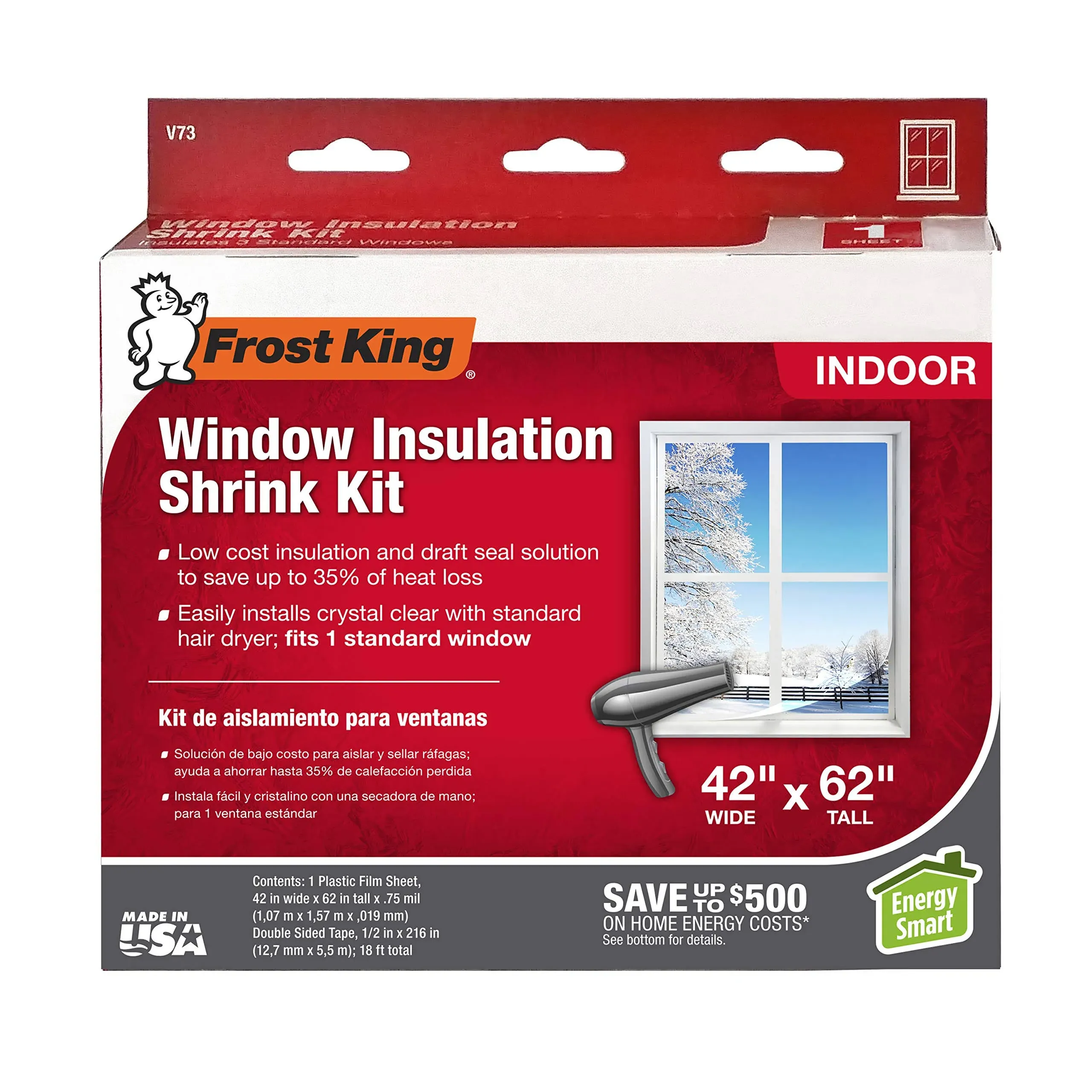 Indoor Shrink and Seal Window Kit 42"" x 62""