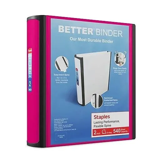 Staples Better 2-Inch D 3-Ring View Binder Pink (13570-CC) 55876/13570