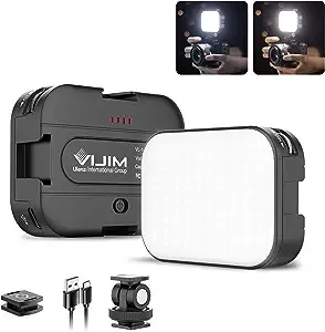 VIJIM Vl100c Bi-Color LED Video Light on Camera,Mini Rechargeable 2000mAh LED Camera Lights,CRI95+ Dimmable