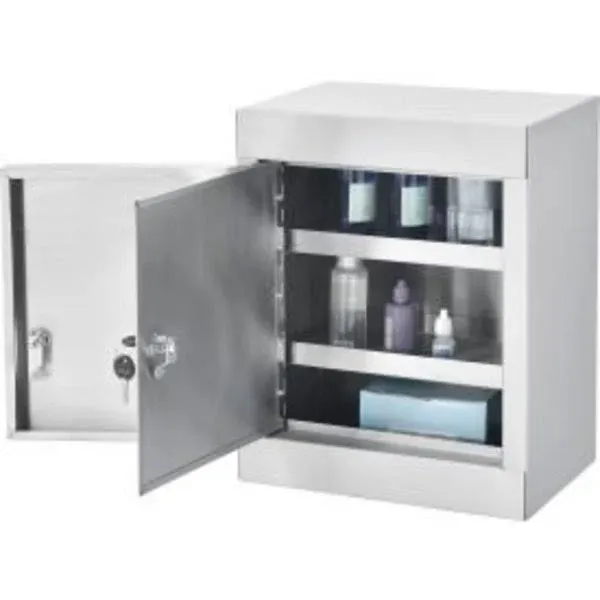 Global Industrial Stainless Steel Small Narcotics Cabinet, Double Door/Double Lock