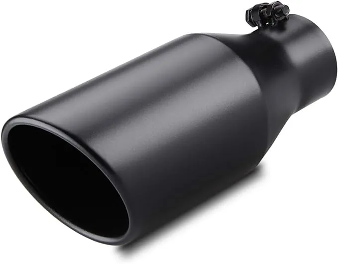 LCGP 3" Inlet Exhaust Tip 5" Outlet 12" Overall Length, 3x5x12inch, Stainless Steel, Black Powder Coated Exhaust Tailpipe