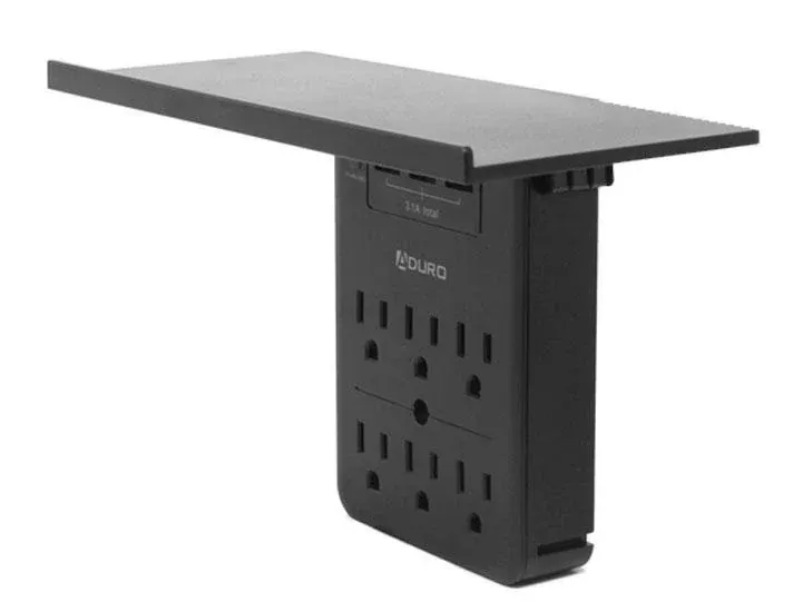 Aduro Surge Shelf Multi-Charging Station with 6 Outlets & 3 USB Ports - Black