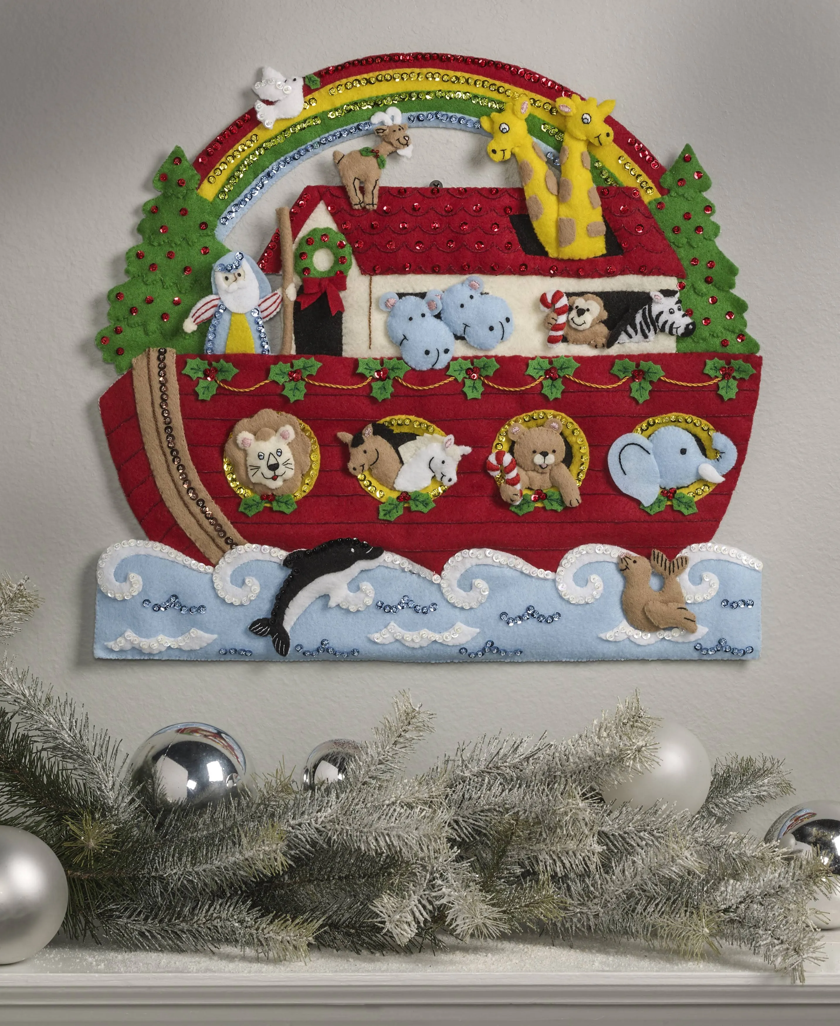 Bucilla Kit:  &#39;Noah&#39;s Ark Wall Hanging&#39;  Felt Applique Embroidery Kit - 86987E