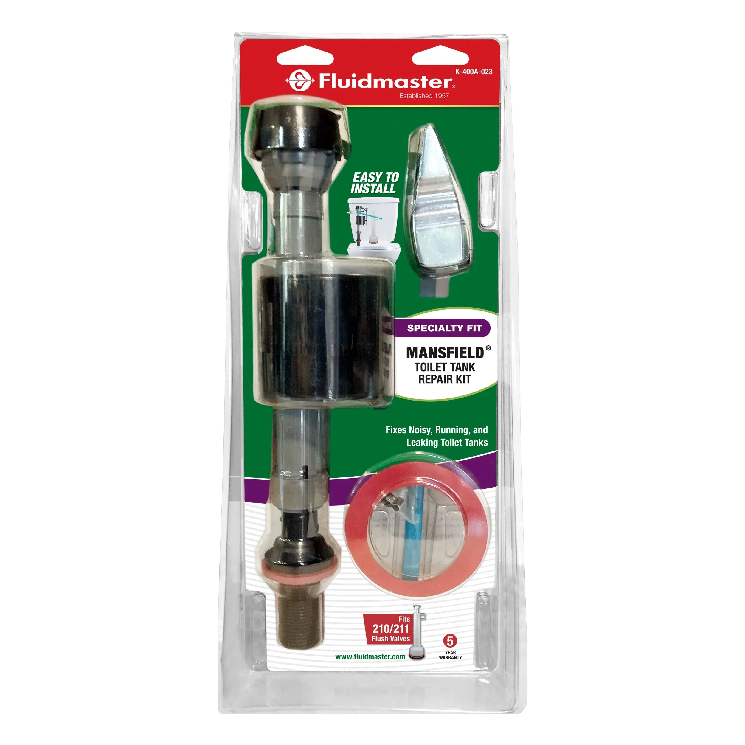 Fluidmaster K-400A-023 Mansfield Toilet Fill Valve and Flush Valve Seal Repair Kit Multicolor