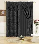 All American Collection New 4 Piece Drape Set with Attached Valance and Sheer with 2 Tie Backs Included