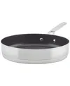 3-ply Base Stainless Steel Nonstick Induction Stovetop Grill Pan, 10.25", Brushed Stainless Steel In Metallic