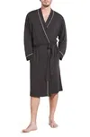 William Lightweight Jersey Knit Robe In Charcoal Heather Ivory