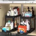 2PC under Sink Organizer Rack 2 Tier under Sliding Cabinet Basket Organizer Draw