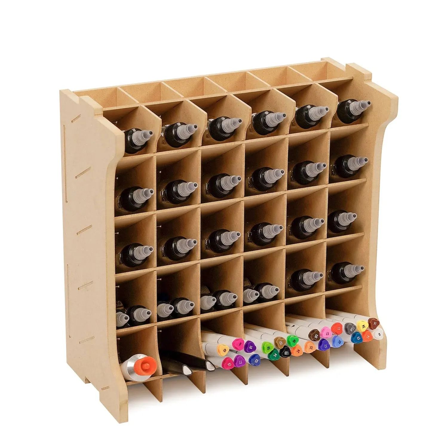 Paint Rack Organizer for 30 Bottles of Paints, Plastic Model Paint Rack, Craft Supplies Storage, MDF Material, Model Tools Storage Suitable for Tamiya Paints, Miniature Model Paint Set GK9