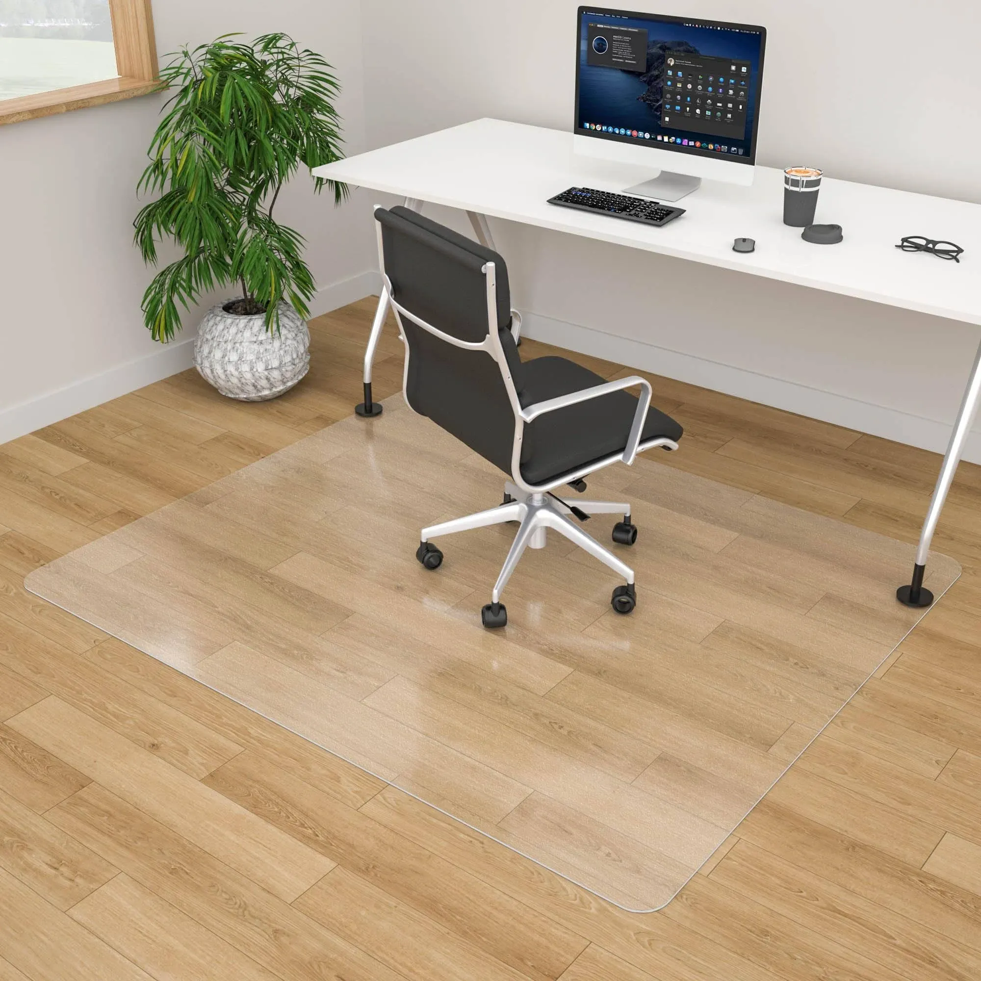 100pointONE Large Chair Mat for Hardwood Floor - 48" x 60" Clear Desk Chair Floor ...