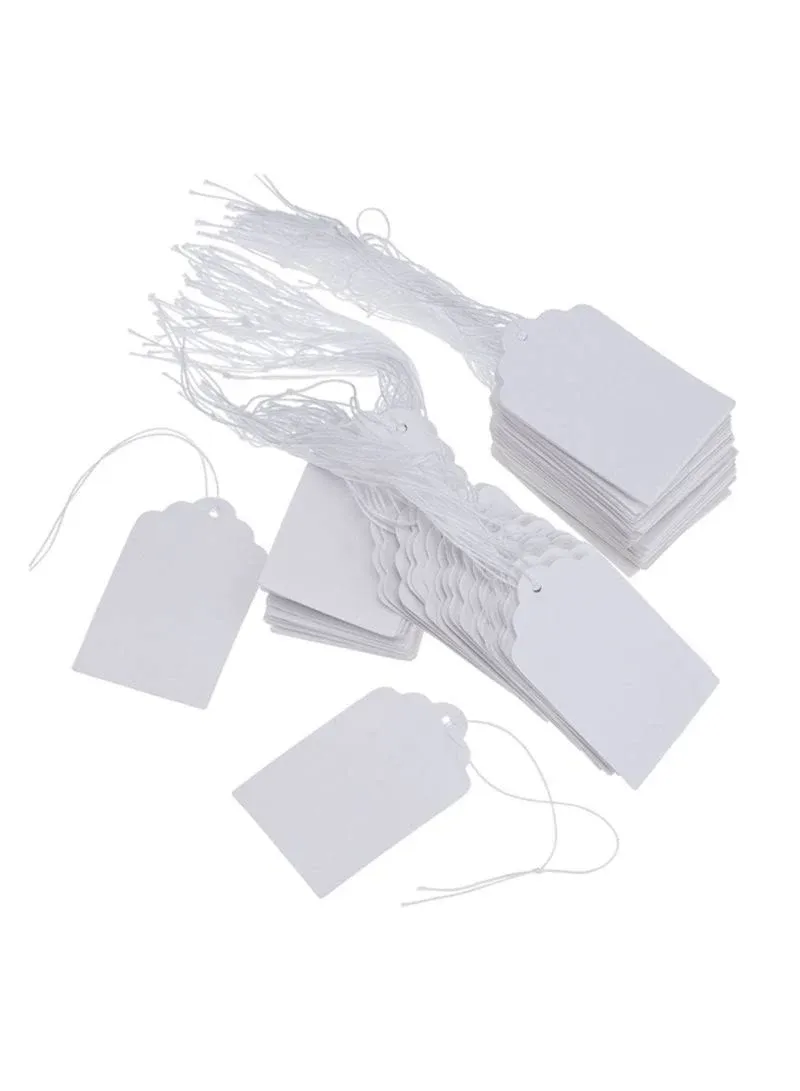 500 Pack White Marking Tags Jewelry Price Tags Hang Price Labels Display Tags with Hanging String