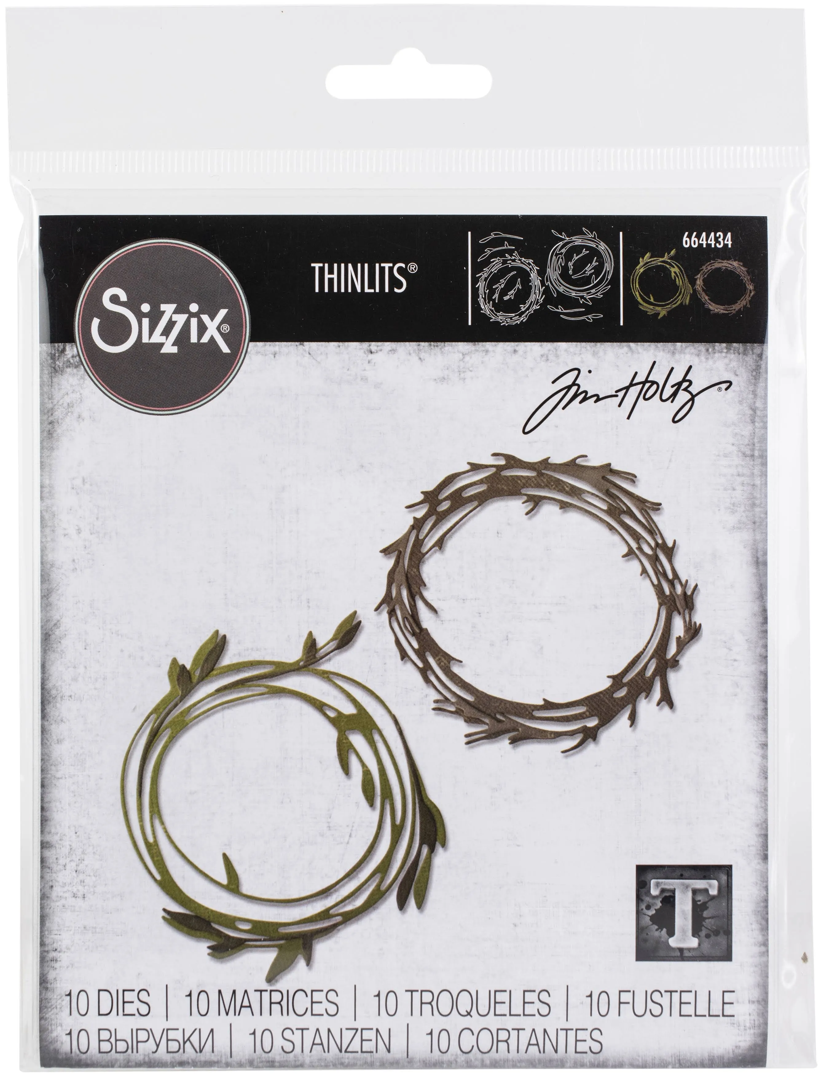 Sizzix Thinlits Die Set 10 Pack , Funky Wreaths by Tim Holtz Cutting dies, Multicolor