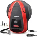 TEROMAS Tire Inflator Air Compressor, Portable DC/AC Air Pump for Car Tires 12V DC and Other Inflatables at Home 110V AC, Digital Electric Tire Pump with Pressure Gauge (Red)