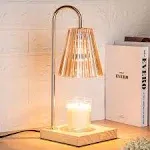 Candle Warmer Lamp with Timer, Dimmable Wax Melt Warmer Amber Lampshade, Vintage Nightstand Lamp Sets with 2 Bulbs, Home Decor Candle Lamp for Jar Candles, Birthday Gifts for Women