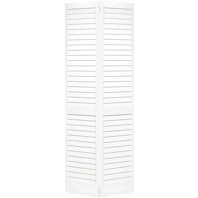 Kimberly Bay Plantation 36-in x 80-in White Louver Solid Core Pine Wood Bifold Door Hardware Included