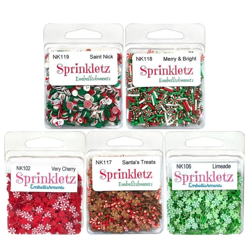 Buttons Galore Sprinkletz, Tiny Polymer Clay Embellishments for Crafts, Scrapbooks, Card Making & Shaker Crafts-Christmas-60 Grams Total