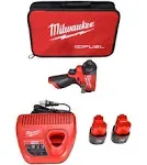 Milwaukee M12 FUEL 1/4&#034; Hex Brushless Impact Wrench Kit w/ 2 Batteries #3453-22