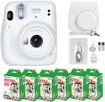 Fujifilm Instax Mini 11 Camera with Fujifilm Instant Mini Film (60 Sheets) Bundle with Deals Number One Accessories Including Carrying Case, Selfie Lens, Photo Album, Stickers (Ice White)