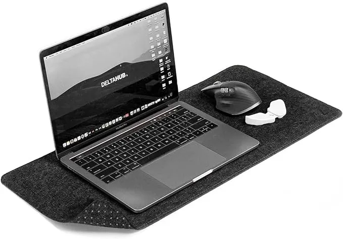 DELTAHUB - Minimalistic Felt Desk Protective Pad, Anti-Fray, Anti-Slip, Easy to Clean, Easy Glide, Long Lasting, Sleek Design, Comfortable, Resistant, Desk Mat, PC, Mac, Laptop - Small (11x25inch)