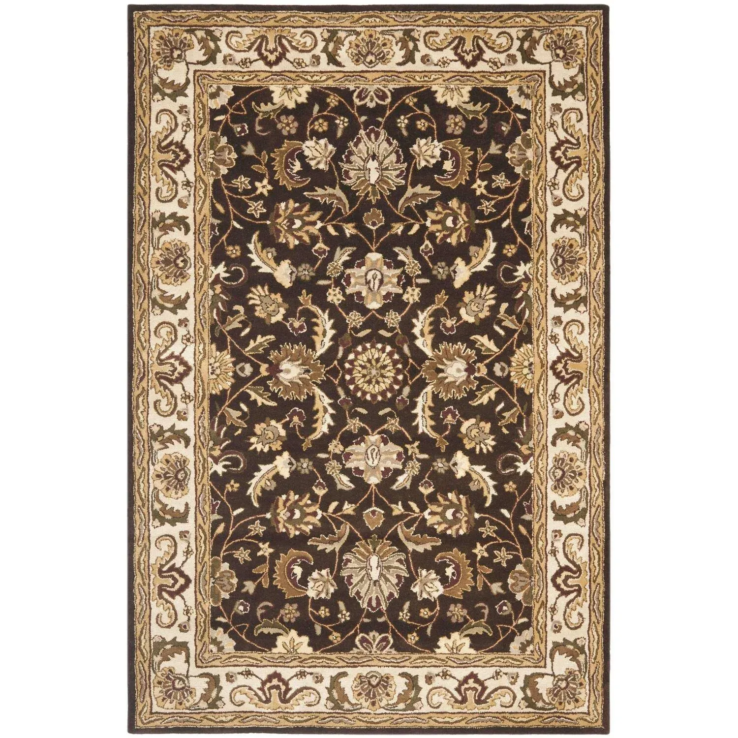 Safavieh Royalty Collection Area Rug - 6' x 9', Chocolate & Beige, Handmade Traditional Oriental Wool, Ideal for High Traffic Areas in Living Room, Bedroom (ROY239A)