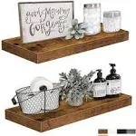 QEEIG Grey Floating Shelves Wall Shelf 24 inches Long Rustic Bathroom Decor Bedroom Kitchen Living Room Wall Mounted 24 x 9 inch Set of 2 (008-60GY)