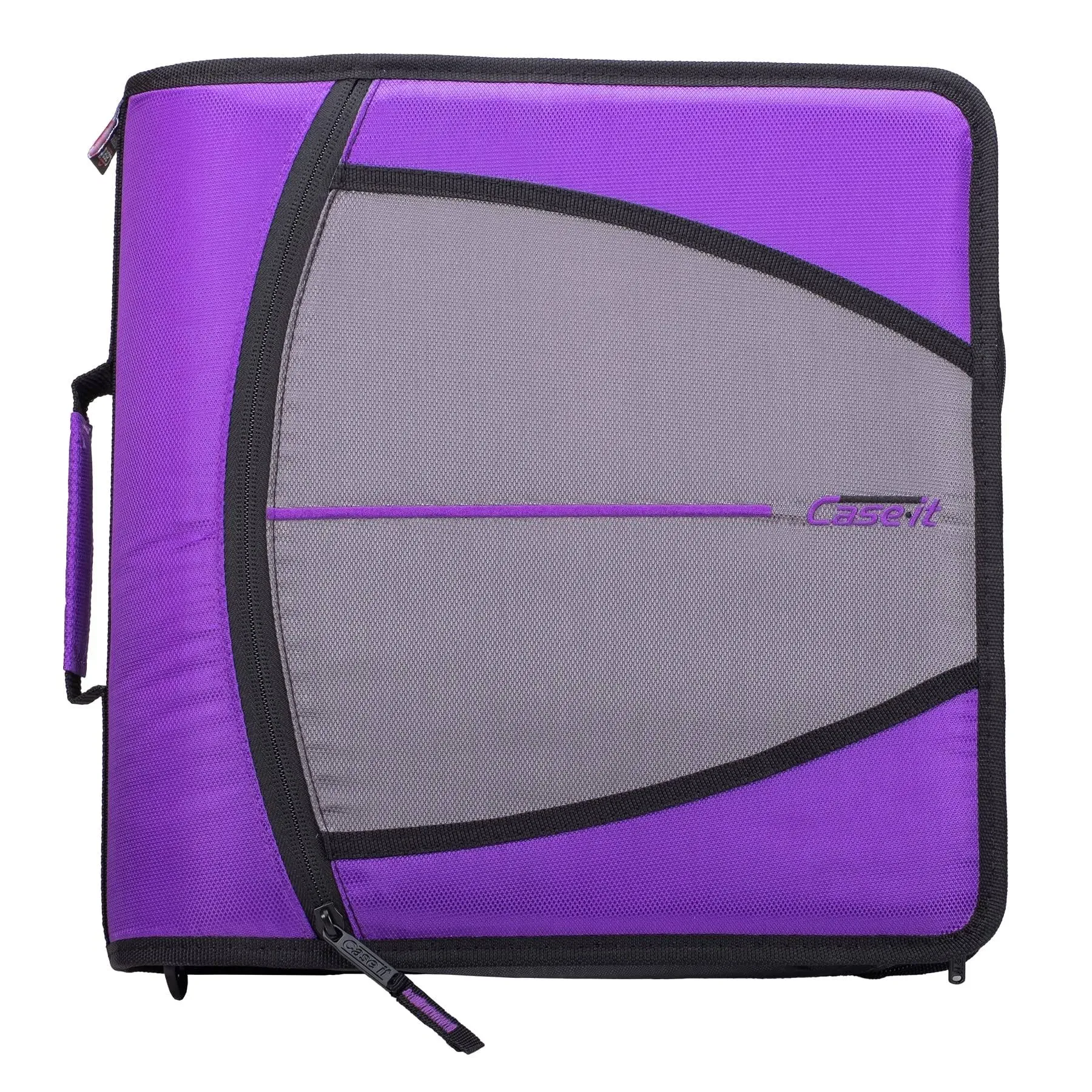 Case It Large Capacity Zipper Binder, 3 Rings, 3" Capacity, 11 x 8.5, Purple