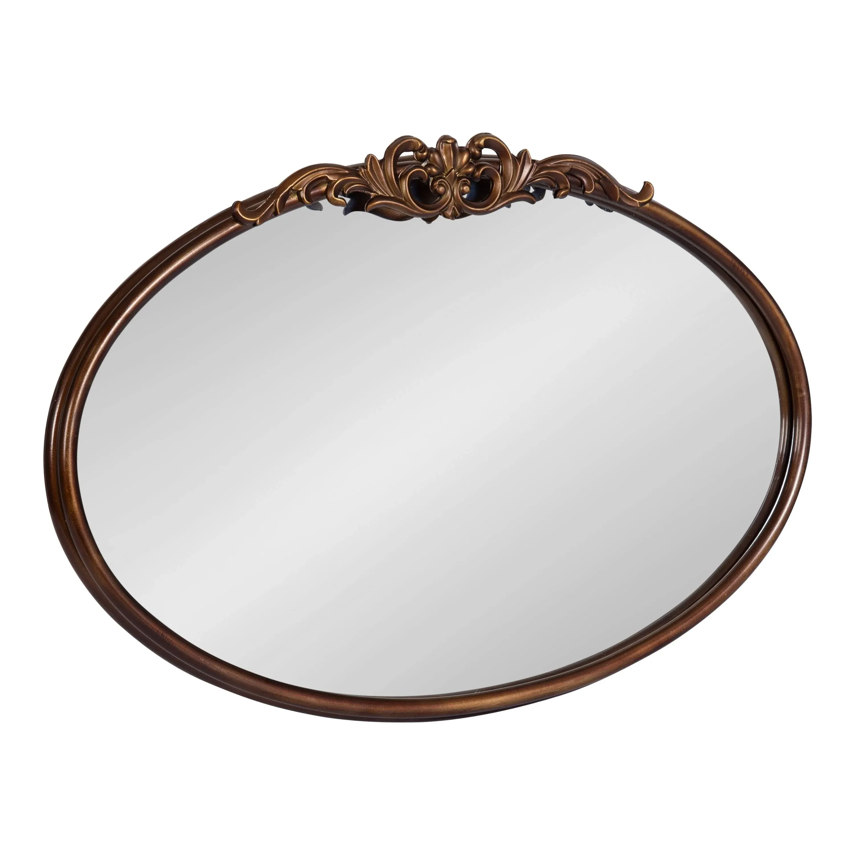 Kate and Laurel Arendahl Glam Ornate Mirror, 27 x 18.75, Bronze, Traditional Baroque Inspired Oval Mirror for Wall Décor