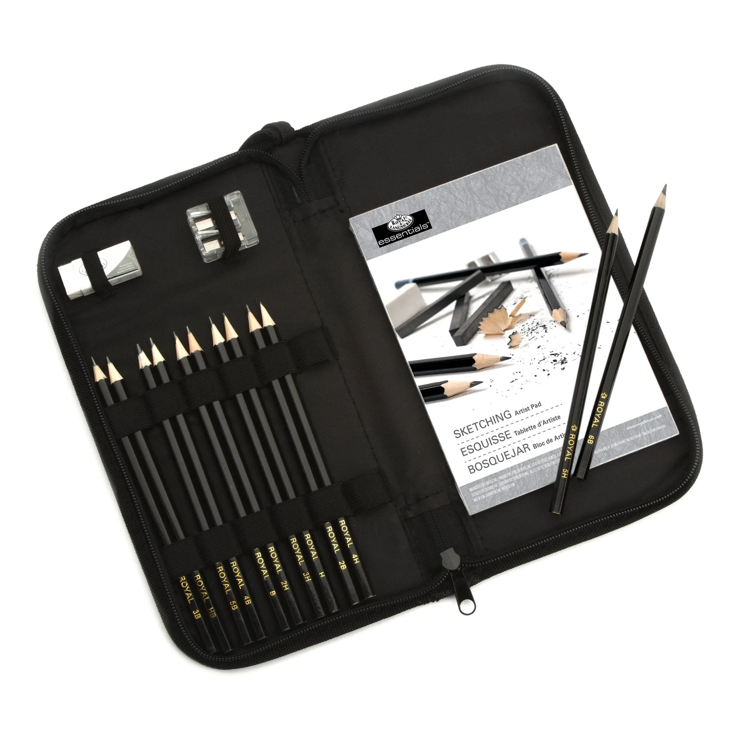 16 Piece Drawing Sketching Pencil Set with Zipper Carrying Case Art Supplies