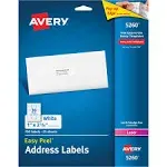 Avery Printable Address Labels with Sure Feed, 1" x 2-5/8", White, 750 per Pack, 2 Packs, 1,500 Blank Mailing Labels (5260)