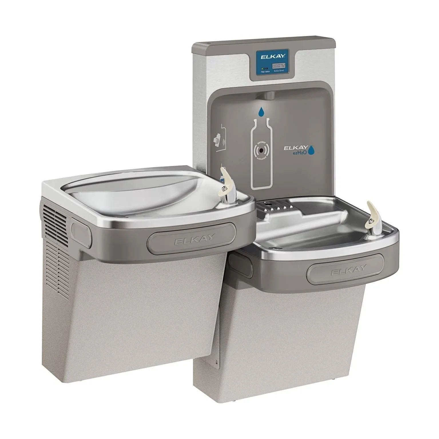 Elkay LZSTL8WSLP Enhanced EZH20 Bottle Filling Station & Bi Level Fountain, Gray