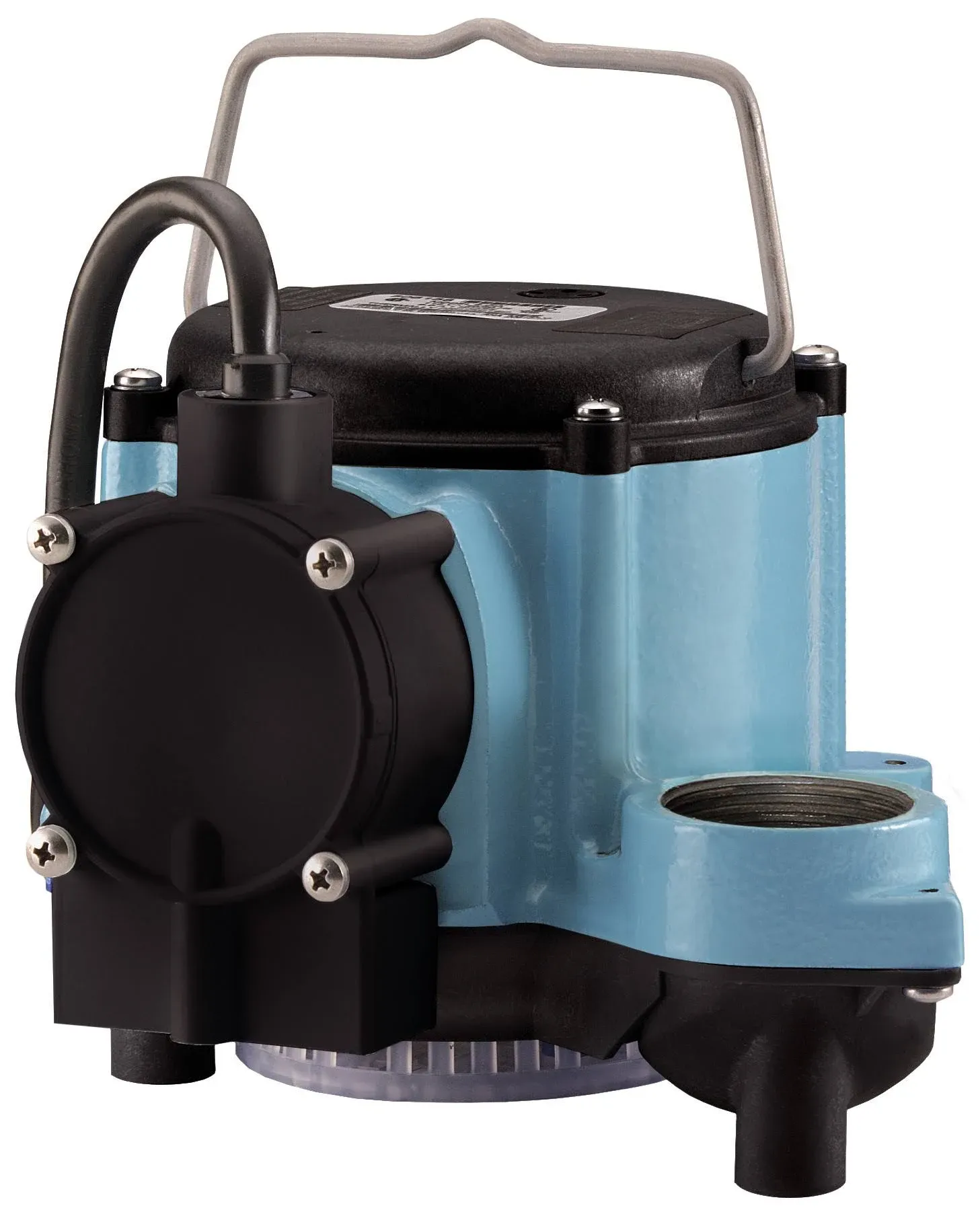 Little Giant 6-CIA 115 Volt, 1/3 HP 2760 GPH Cast Iron Submersible Sump Pump with Extended Leg Kit and Integral Diaphragm Switch, 10-Ft. Cord, Blue, 506162