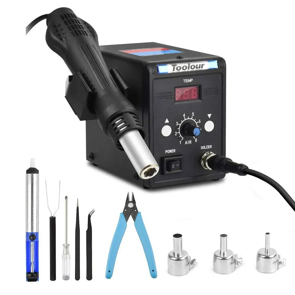 Hot Air SMD Rework Station 100-500 C Heat Gun Temperature & Air Speed Adjustable ...