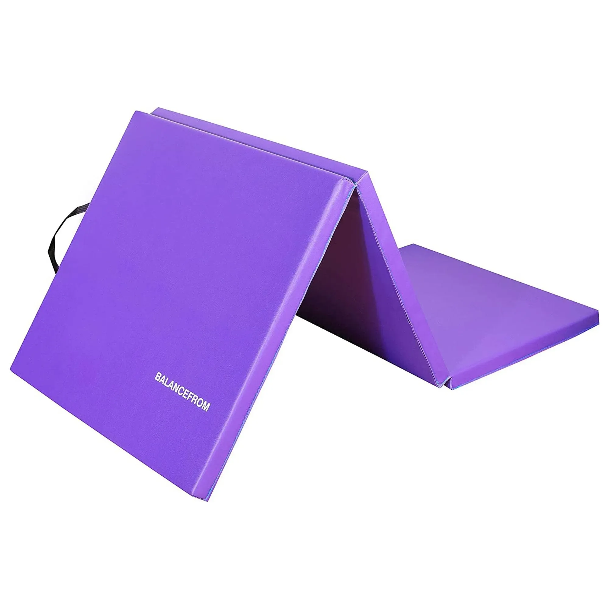 NEW-BalanceFro<wbr/>m 1.5&#034; Thick Tri-Fold Exercise Mat with Carrying Handles Purple