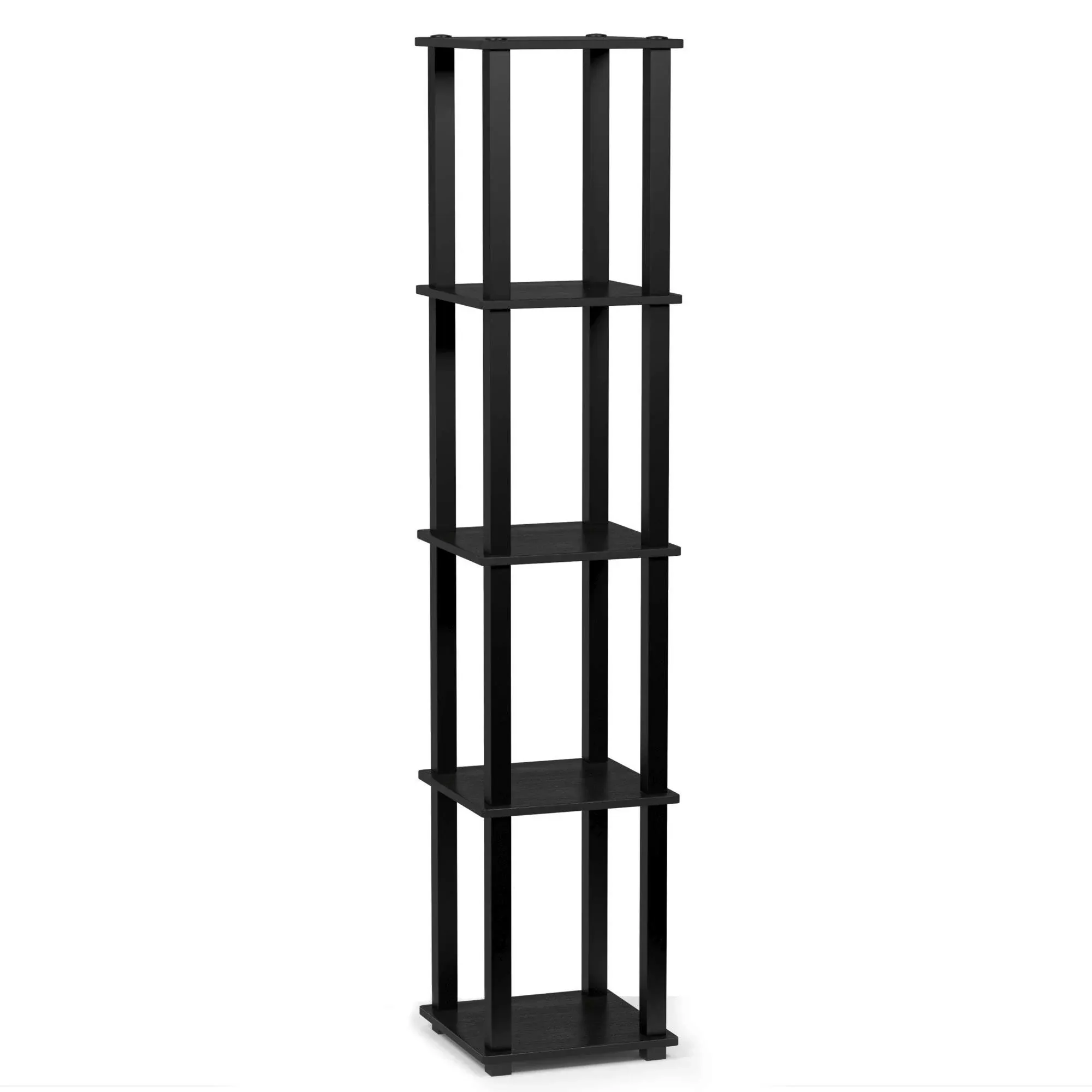 Furinno Turn-S-Tube 5-Tier Corner Square Rack Display Shelf Americano/Black