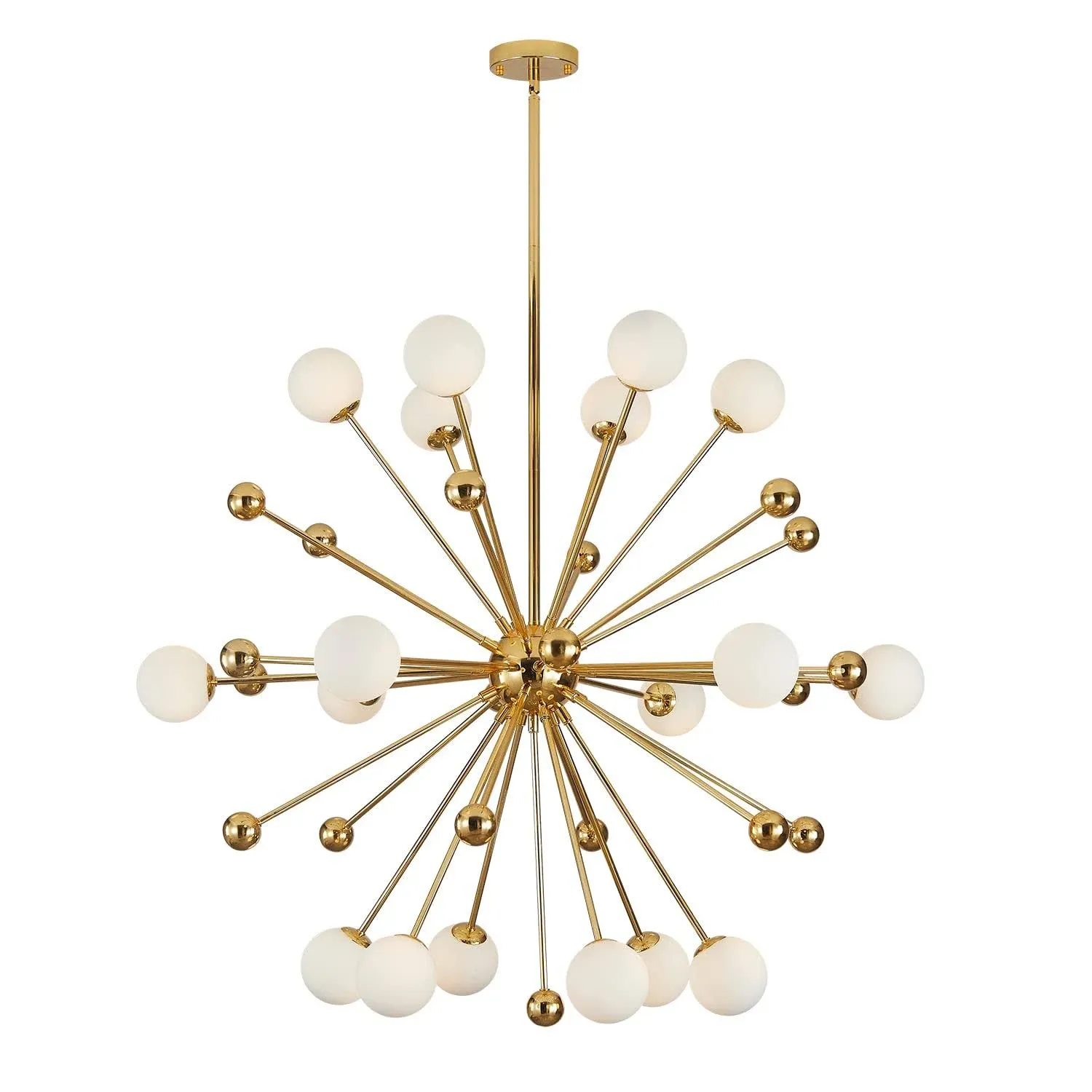 KCO Lighting Modern Gold Globe Sputnik Chandelier 18-Light Milk Glass Ball Round Pendant Lighting Mid Century Contemporary Starburst Chandelier Kitchen Island Dining Lights Fixture (18-Light)