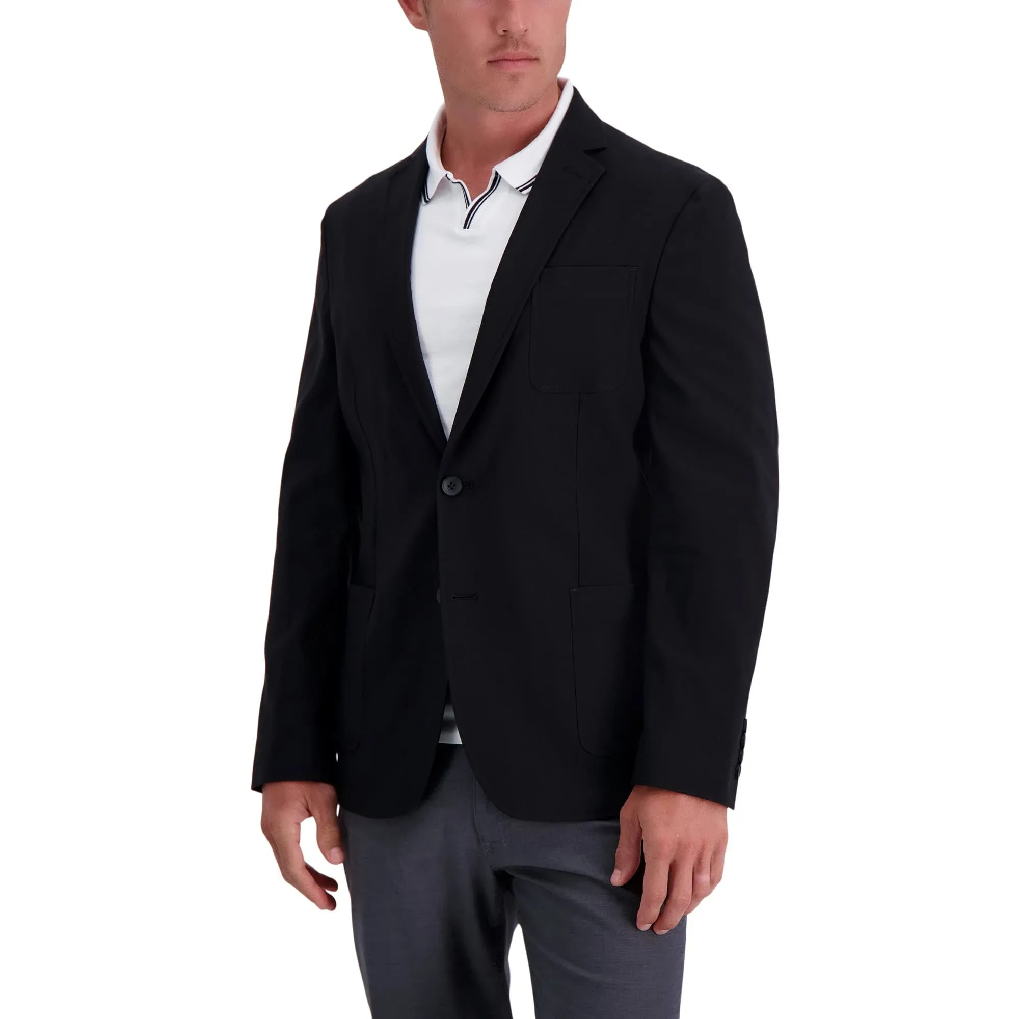 Haggar Men's Smart Wash Highland Blazer Tailored Fit, Black