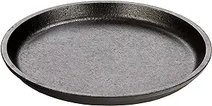 LODGE 17.78 cm / 7 inch Pre-Seasoned Cast Iron Round Serving Griddle, Inoxidable, Black