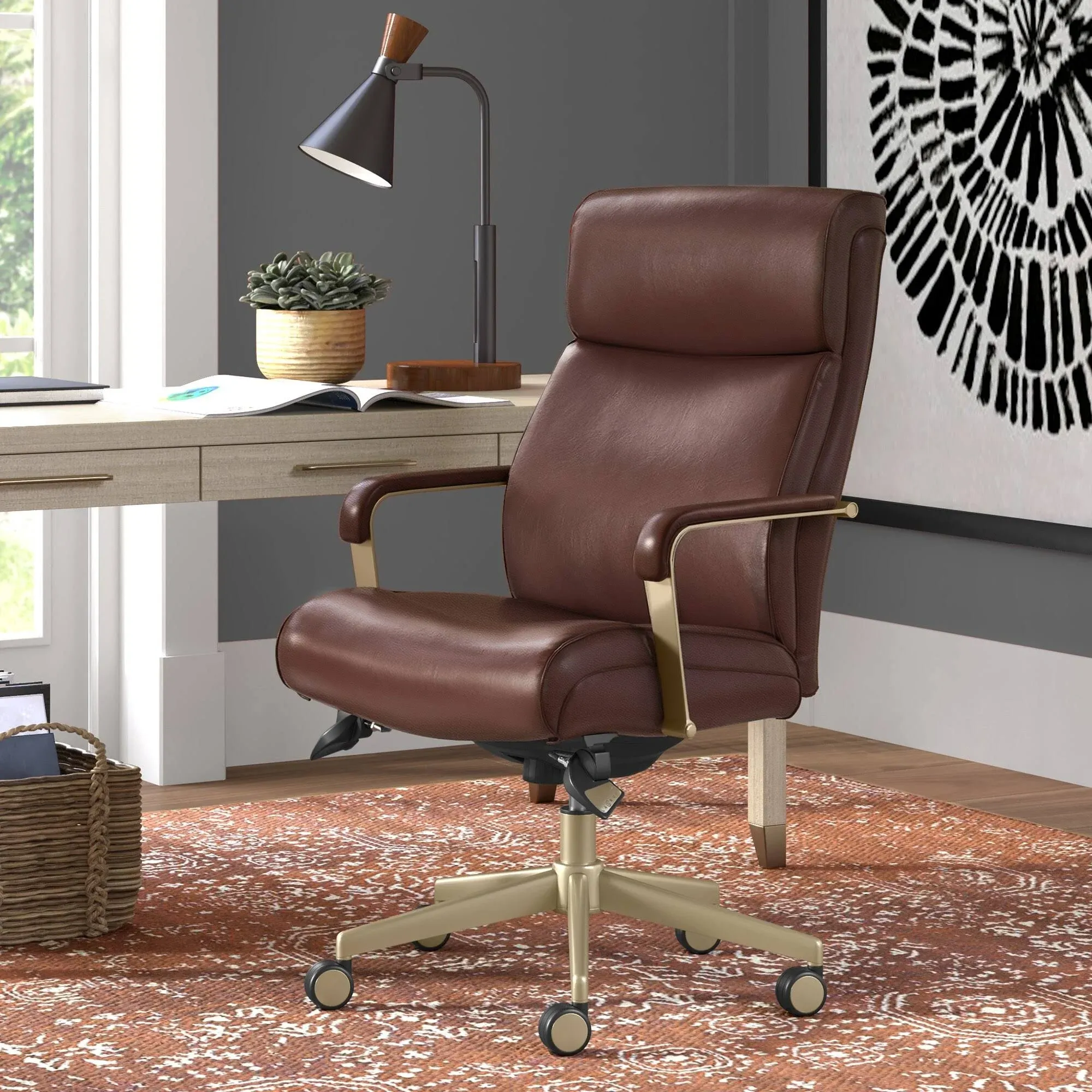 La-Z-Boy Modern Melrose Executive Office Chair Brown Bonded Leather