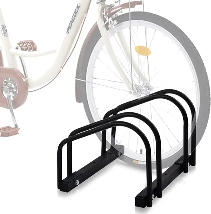 2 Bikes Floor Bike Stand, Bike Parking Rack Garage Bike Storage Stand Indoor/Outdoor 22-28" Wheel Stand, Max. Tire Width 2.15"