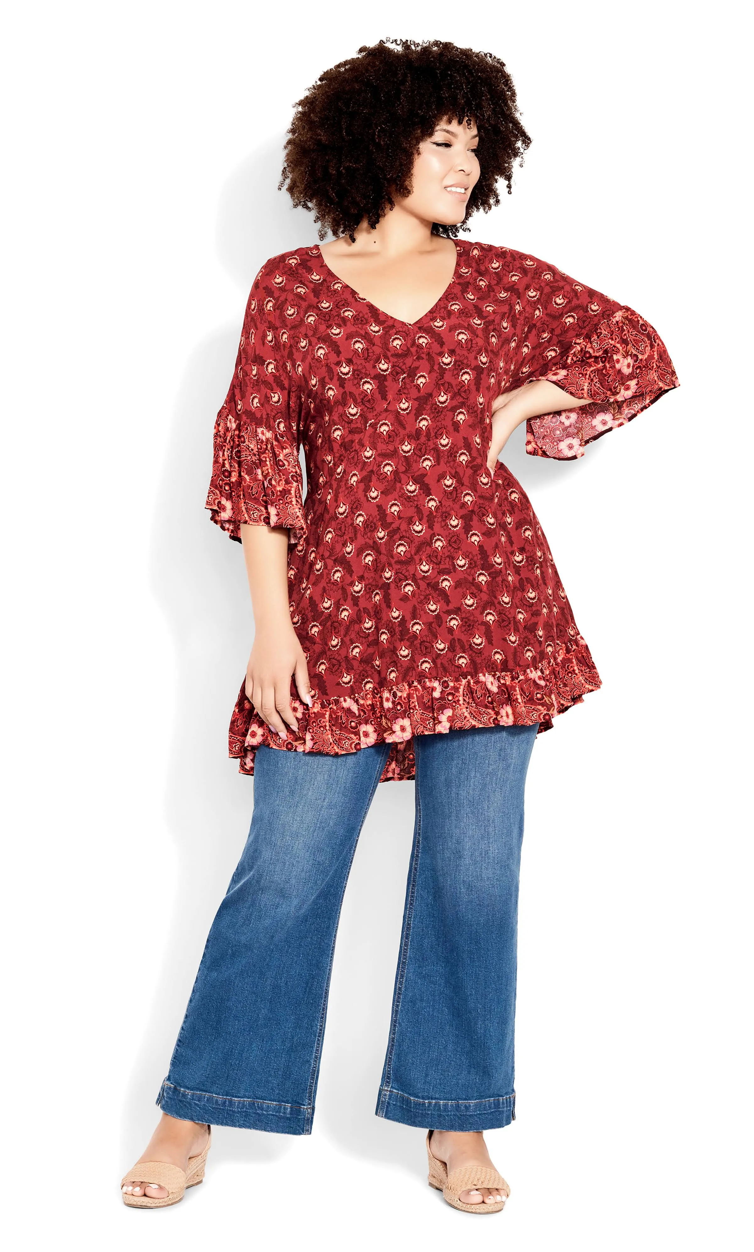 Avenue Plus Size Harp Border Tunic - Limitless Border - Size 22W/24W