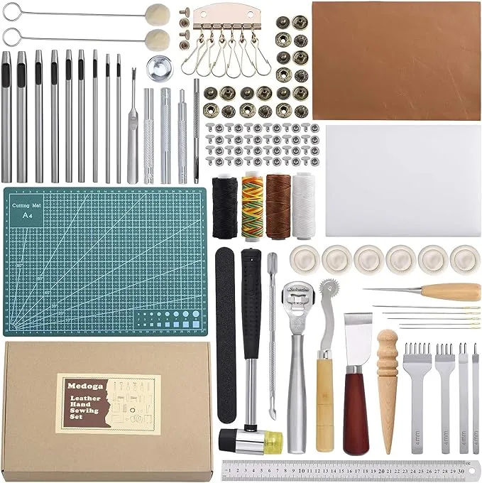 Leather Sewing Tools 44 Pcs Leather Craft Tools Kit for Hand Sewing Stitching