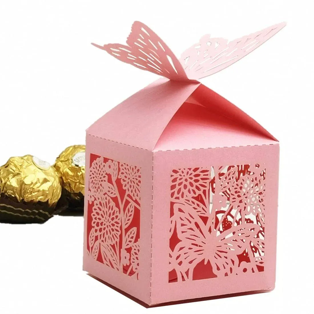 50 Pcs Laser Cut Flowers And Butterflies Creative Chocolate Box Wedding Favors C