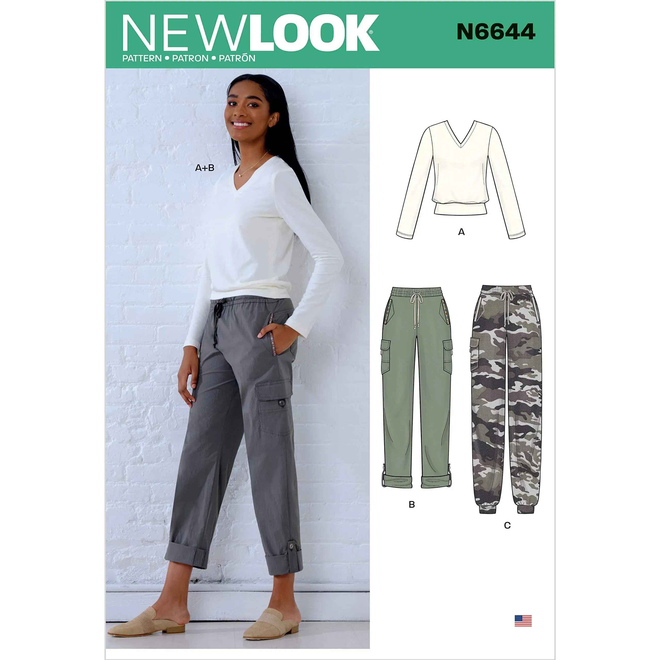 NEW LOOK 6644 MISSES&#039; CARGO PANTS &amp; TOP sewing pattern - Sizes 8 - 20