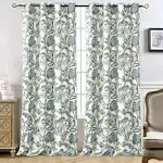 Driftaway Layla Classic America Style Floral Leaves Room Darkening Window Curtain Grommet 2 Panels 52 inch by 84 inch Teal