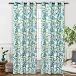 DriftAway Floral Blackout Seafoam Curtains 102 Inch Length for Living Room Bedroom 2 Panels Lined Grommet Window Drapes Thermal Rustic Farmhouse Classic America Style Curtains