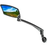 BriskMore Handlebar Bike Mirror, Scratch Resistant Glass Lens, Ajustable and Rotatable Safe Rearview Bicycle Mirror for Left Side BT-016L