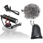 Movo VXR10 Universal Video Microphone with Lightning Dongle Adapter - Includes Shock Mount, Deadcat Windscreen, Case - Compatible with iPhone 14, 13, 12, 11, XS, XR, X, Pro, Max, and More