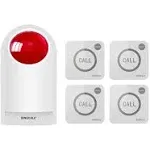 Strobe Siren Alarm Home Caring Loud Outdoor SOS Alert System 1 Red Flashing Siren,4 Remotes Panic Button, 4 Emergency Button for Store Home Hotel Jewelry Shop Security & Fire Alar